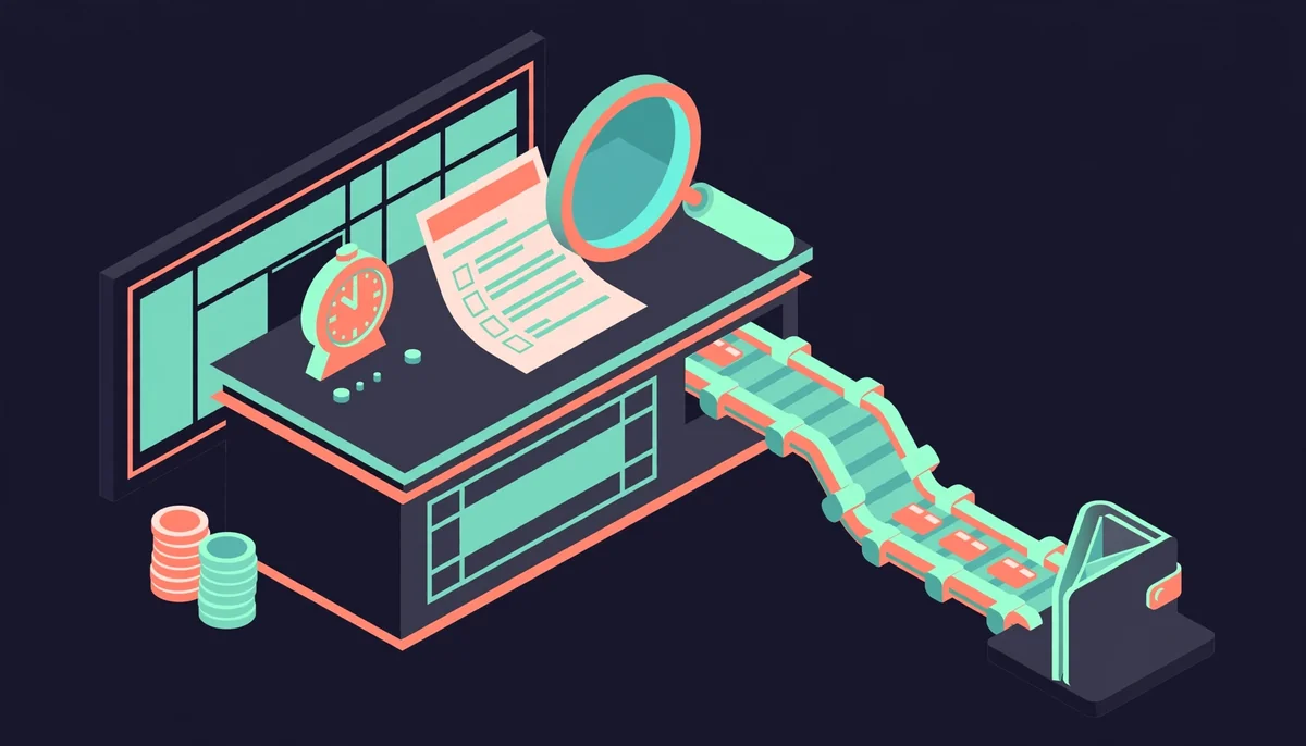 Isometric casino cashier desk with withdrawal request and payment rail